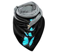 Dreieckstuch, Halstuch mit süßen Clip, Grauer Fleece/graue Baumwolle mit grau/weißen Pusteblumen, Schal, Wickelschal Elegant
