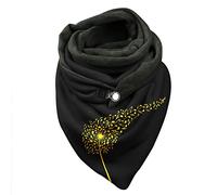Dreieckstuch, Halstuch mit süßen Clip, Grauer Fleece/graue Baumwolle mit grau/weißen Pusteblumen, Schal, Wickelschal Elegant