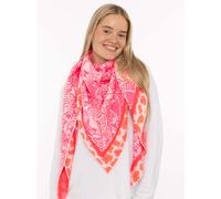 Dreieckstuch ZWILLINGSHERZ "Angry Leo", Damen, orange pink beige, Strick, Baumwollmischung, Animalmuster, Modetücher, Leopardmuster, Strick, wärmend (43337200-0) orange pink beige