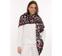 Dreieckstuch ZWILLINGSHERZ "Be Brave", Damen, grau, Baumwollmischung, Modetücher, Leomuster, mit pinken Herzen und Schriftzug, tolles Accessoire (99224346-0) grau
