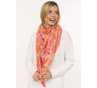 Dreieckstuch ZWILLINGSHERZ "Blätter Mix", Damen, orange (pink), Baumwollmischung, Modetücher, florales Muster, leuchtende Farben, Mode Tuch (22970439-0) pink