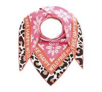 Dreieckstuch ZWILLINGSHERZ ""Blumen & Leo"", Damen, bunt (orange pink), Strick, Baumwollmischung, gemustert, mehrfarbig, Modetücher, Eyecatcher Tuch, Mustermix: Leomuster und Blumen, Feinstrick, wärme