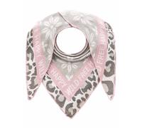 Dreieckstuch ZWILLINGSHERZ "Blumen & Leo", Damen, grau rosa, Strick, Baumwollmischung, gemustert, mehrfarbig, Modetücher Dreieckstuch, Eyecatcher Tuch, Mustermix: Leomuster und Blumen, Feinstrick, wär