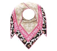 Dreieckstuch ZWILLINGSHERZ ""Blumen & Leo"", Damen, pink (beige pink), Strick, Baumwollmischung, gemustert, mehrfarbig, Modetücher, Eyecatcher Tuch, Mustermix: Leomuster und Blumen, Feinstrick, wärmen