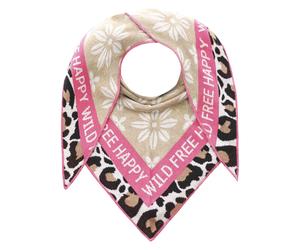 Dreieckstuch ZWILLINGSHERZ "Blumen & Leo", Damen, pink (beige pink), Strick, Baumwollmischung, gemustert, mehrfarbig, Modetücher, Eyecatcher Tuch, Mustermix: Leomuster und Blumen, Feinstrick, wärmend