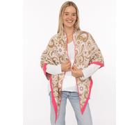 Dreieckstuch ZWILLINGSHERZ "Blumige Aussichten", Damen, beige (beige pink), Strick, Materialmix, gemustert, mehrfarbig, Modetücher, Florales Muster, Kante Uni, Strick (94245167-0) beige pink