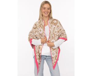 Dreieckstuch ZWILLINGSHERZ "Blumige Aussichten", Damen, beige (beige pink), Strick, Materialmix, gemustert, mehrfarbig, Modetücher, Florales Muster, Kante Uni, Strick (94245167-0) beige pink