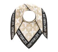 Dreieckstuch ZWILLINGSHERZ ""Classy-ZH"", Damen, beige schwarz, Strick, Obermaterial: 50% Baumwolle, 50% Polyacryl, gemustert, mehrfarbig, Modetücher, Feinstrick, klassisches Muster, positiv Botschaft