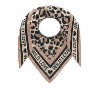 Dreieckstuch ZWILLINGSHERZ "Dreieckstuch Baumwolle", Damen, beige, Feinstrick, Baumwollmischung, modisch, Modetücher, mit Leo Muster und Schrift (30095233-0) beige