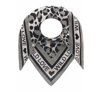 Dreieckstuch ZWILLINGSHERZ "Dreieckstuch Baumwolle", Damen, grau, Feinstrick, Baumwollmischung, Modetücher Dreieckstuch, mit Leo Muster und Schrift (66178338-0)