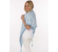 Dreieckstuch ZWILLINGSHERZ "Flower Fun", Damen, hellblau, Web, Viskose, gemustert, mehrfarbig, Modetücher, verspieltes Blumenmuster, Tasseln, glänzende Oberfläche (93573159-0) hellblau
