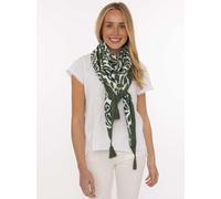Dreieckstuch ZWILLINGSHERZ "Flower Fun", Damen, olive, Web, Viskose, Modetücher, verspieltes Blumenmuster, Tasseln, glänzende Oberfläche (59118906-0) olive