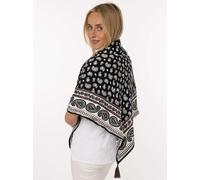 Dreieckstuch ZWILLINGSHERZ "Geometric Paisley", Damen, schwarz, Web, Viskose, gemustert, mehrfarbig, Modetücher, geometrisches Muster mit Paisley, Tasseln, glänzende Oberfläche (63784955-0) schwarz