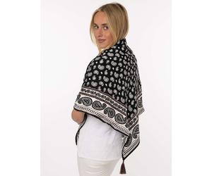 Dreieckstuch ZWILLINGSHERZ "Geometric Paisley", Damen, schwarz, Web, Viskose, gemustert, mehrfarbig, Modetücher, geometrisches Muster mit Paisley, Tasseln, glänzende Oberfläche (63784955-0) schwarz