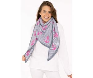 Dreieckstuch ZWILLINGSHERZ "Gestreifter Anker", Damen, grau pink, Strick, Baumwollmischung, gemustert, mehrfarbig, Modetücher, maritimes Tuch mit pinken Ankern (50064946-0) grau pink