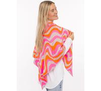 Dreieckstuch ZWILLINGSHERZ "Happy Waves", Damen, bunt (beige pink orange), Strick, Baumwollmischung, gemustert, Modetücher, auffallendes Muster, Strick, wärmend (68418212-0) beige pink orange