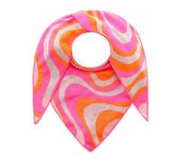 Dreieckstuch ZWILLINGSHERZ ""Happy Waves"", Damen, orange (grau pink orange), Strick, Baumwollmischung, gemustert, mehrfarbig, Modetücher, buntes Tuch mit Wellenmuster, Feinstrick (82856644-0) grau pi