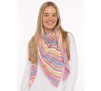 Dreieckstuch ZWILLINGSHERZ "Hippie", Damen, pink orange, Strick, Materialmix, gestreift, Modetücher, buntes Muster, Strick, wärmend (77744510-0) pink orange