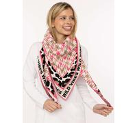 Dreieckstuch ZWILLINGSHERZ "Leo Hahnentritt", Damen, bunt (pink), Baumwollmischung, Modetücher, Mustermix, Leo und Hahnentritt, Schriftzug, Mode Tuch (65782323-0) pink