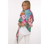 Dreieckstuch ZWILLINGSHERZ "Leo Jungle", Damen, bunt (grün), Web, Polyester, gemustert, mehrfarbig, Modetücher, auffälliger Leo-Mustermix, farbenfroh, glänzende Oberfläche (52115745-0) grün