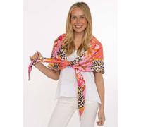 Dreieckstuch ZWILLINGSHERZ "Leo Jungle", Damen, bunt (orange), Web, Polyester, gemustert, mehrfarbig, Modetücher, auffälliger Leo-Mustermix, farbenfroh, glänzende Oberfläche (41324132-0) orange