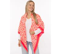 Dreieckstuch ZWILLINGSHERZ "Leo-Rand", Damen, pink koralle, Strick, Materialmix, gemustert, mehrfarbig, Modetücher, Leopardmuster, Strick, wärmend (92278607-0) pink koralle