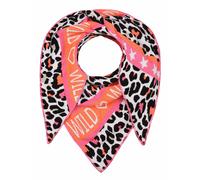 Dreieckstuch ZWILLINGSHERZ ""Leo Wild"", Damen, orange (grau orange pink), Strick, Baumwollmischung, Animalmuster, mehrfarbig, Modetücher Dreieckstuch, auffälliges Tuch, Leo-Muster, WILD Schriftzug, F