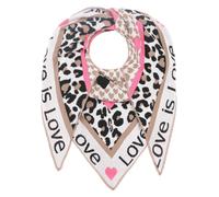 Dreieckstuch ZWILLINGSHERZ "Love is Love", Damen, beige, Feinstrick, Materialmix, Animalmuster, Modetücher Dreieckstuch, Feinstrick, Schriftzug, Animal-Muster, wärmend (67892615-0)