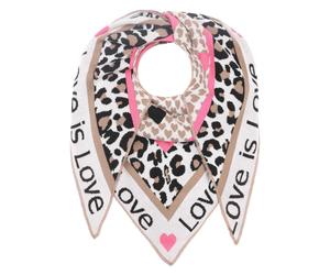 Dreieckstuch ZWILLINGSHERZ "Love is Love", Damen, beige, Feinstrick, Materialmix, Modetücher, Feinstrick, Schriftzug, Animal-Muster, wärmend (67892615-0) beige