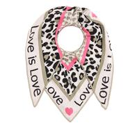 Dreieckstuch ZWILLINGSHERZ "Love is Love", Damen, kahki, Feinstrick, Materialmix, gemustert, mehrfarbig, Modetücher, Feinstrick, Schriftzug, Animal-Muster, wärmend (44630203-0) kahki