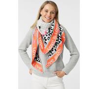 Dreieckstuch ZWILLINGSHERZ "Love is Love", Damen, orange (orange, beige), Feinstrick, Baumwollmischung, gemustert, mehrfarbig, modisch, Modetücher, Animal-, Herz- und Schriftzug allover (63052727-0) o