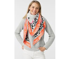 Dreieckstuch ZWILLINGSHERZ "Love is Love", Damen, orange (orange, beige), Feinstrick, Materialmix, gemustert, mehrfarbig, Modetücher, Feinstrick, Schriftzug, Animal-Muster, wärmend (63052727-0) orange