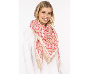 Dreieckstuch ZWILLINGSHERZ "Luxury Vibes", Damen, pink (beige pink), Strick, Baumwollmischung, Modetücher, Feinstrick, Blumenmotiv, Statement, wärmend (54914927-0) beige pink