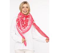 Dreieckstuch ZWILLINGSHERZ ""Luxury Vibes"", Damen, rot pink, Strick, Baumwollmischung, gemustert, mehrfarbig, modisch, Modetücher, Feinstrick, Blumenmotiv, Statement, wärmend (62844624-0) rot pink