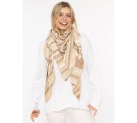 Dreieckstuch ZWILLINGSHERZ ""Maralda"", Damen, beige, Strick, Materialmix, gemustert, mehrfarbig, Modetücher, farbenfrohes Muster, wärmend, Strick (70262325-0) beige