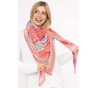 Dreieckstuch ZWILLINGSHERZ ""Maralda"", Damen, türkis orange pink, Strick, Materialmix, gemustert, mehrfarbig, Modetücher, farbenfrohes Muster, wärmend, Strick (85273146-0) türkis orange pink
