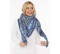 Dreieckstuch ZWILLINGSHERZ "Micha", Damen, blau, Baumwollmischung, Modetücher, Mode Tuch, Leomuster mit Herzen und Schrift, vielseitig tragbar (70273529-0) blau