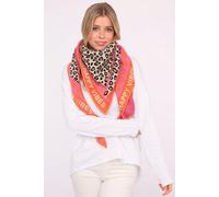 Modetuch ZWILLINGSHERZ "verbindet Leomuster mit Herzen und Schrift", Damen, orange, Obermaterial: 50% Baumwolle, 50% Polyester, Modetücher (16517743-0) orange
