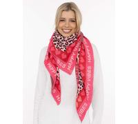 Dreieckstuch ZWILLINGSHERZ "Micha", Damen, pink, Baumwollmischung, Modetücher, Mode Tuch, Leomuster mit Herzen und Schrift, vielseitig tragbar (84637661-0) pink