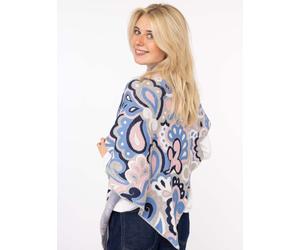 Dreieckstuch ZWILLINGSHERZ "Paisley all over", Damen, blau grau, Strick, Materialmix, gemustert, mehrfarbig, Modetücher, modisches Muster, Strick, wärmend (74413217-0) blau grau