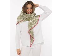 Dreieckstuch ZWILLINGSHERZ "Papagei", Damen, grün (khaki), Baumwollmischung, Modetücher, Mode Tuch, umsäumte Kante, florales Muster (43809122-0) khaki