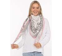Dreieckstuch ZWILLINGSHERZ "Peace", Damen, grau, Strick, Materialmix, gemustert, mehrfarbig, Modetücher, Schriftzug und Leomuster, wärmend, Strick (78245810-0) grau