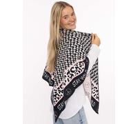 Dreieckstuch ZWILLINGSHERZ "Stay Wild", Damen, navy, Strick, Materialmix, gemustert, mehrfarbig, Modetücher, Schriftzug und Leomuster, wärmend, Strick (40744543-0) navy