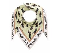 Dreieckstuch ZWILLINGSHERZ ""Süßer Dackel"", Damen, grün, weiß, Strick, Baumwollmischung, gemustert, mehrfarbig, Modetücher, Feinstrick, Animal-Print, Statement (75858118-0) grün, weiß