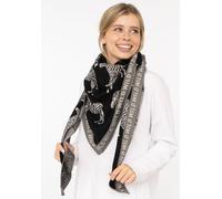 Dreieckstuch ZWILLINGSHERZ, Damen, schwarz, grau, Feinstrick, Baumwollmischung, gemustert, mehrfarbig, Modetücher, Feinstrick, Animal-Print, Statement (51466741-0) schwarz, grau