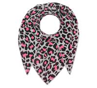 Dreieckstuch ZWILLINGSHERZ "Summer Lacey", Damen, grau neonpink, Strick, Baumwollmischung, mehrfarbig, Modetücher, Feinstrick, Leomuster, Neonkante (41048656-0) grau neonpink