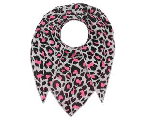 Dreieckstuch ZWILLINGSHERZ "Summer Lacey", Damen, pink (grau neonpink), Strick, Baumwollmischung, mehrfarbig, Modetücher, Feinstrick, Leomuster, Neonkante (41048656-0) grau neonpink