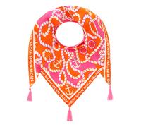 ZWILLINGSHERZ Steuerrad Dreiecks-Tuch im maritimen Design und Moin Moin Schriftzug Mode-Tuch 3014D-1011-9 Orange/Pink/Weiß