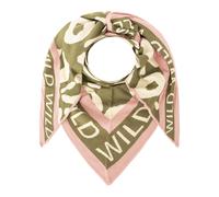 Dreieckstuch ZWILLINGSHERZ "WILD Leo", Damen, grün (olive), Obermaterial: 60% Viskose, 40% Baumwolle, Modetücher, Animal-Muster, klassische Dreiecksform, Schriftzug am Rand (38250353-0) olive