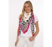 Dreieckstuch ZWILLINGSHERZ "Wild Love", Damen, pink, Web, Polyester, gemustert, mehrfarbig, Modetücher, farbenfroh, Leo-Design mit "LOVE" Schriftzug, glänzende Oberfläche (42143854-0) pink